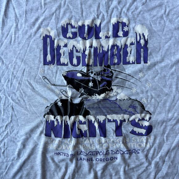 VINTAGE 90S SNOWMOBILE OREGON T-SHIRT GRAPHIC SNOW WINTER SINGLE STITCH MENS XL - Picture 2 of 5